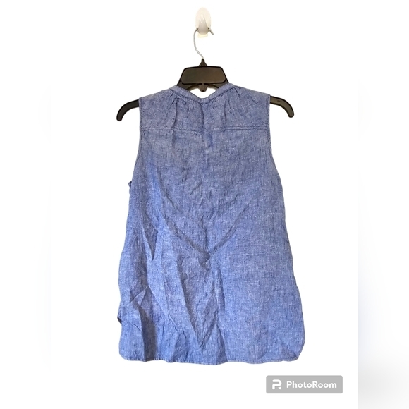 Tommy Bahama Blue Denim Linen Sleeveless Shirt Button Up Beach Boat Womens SizeM - Picture 3 of 3